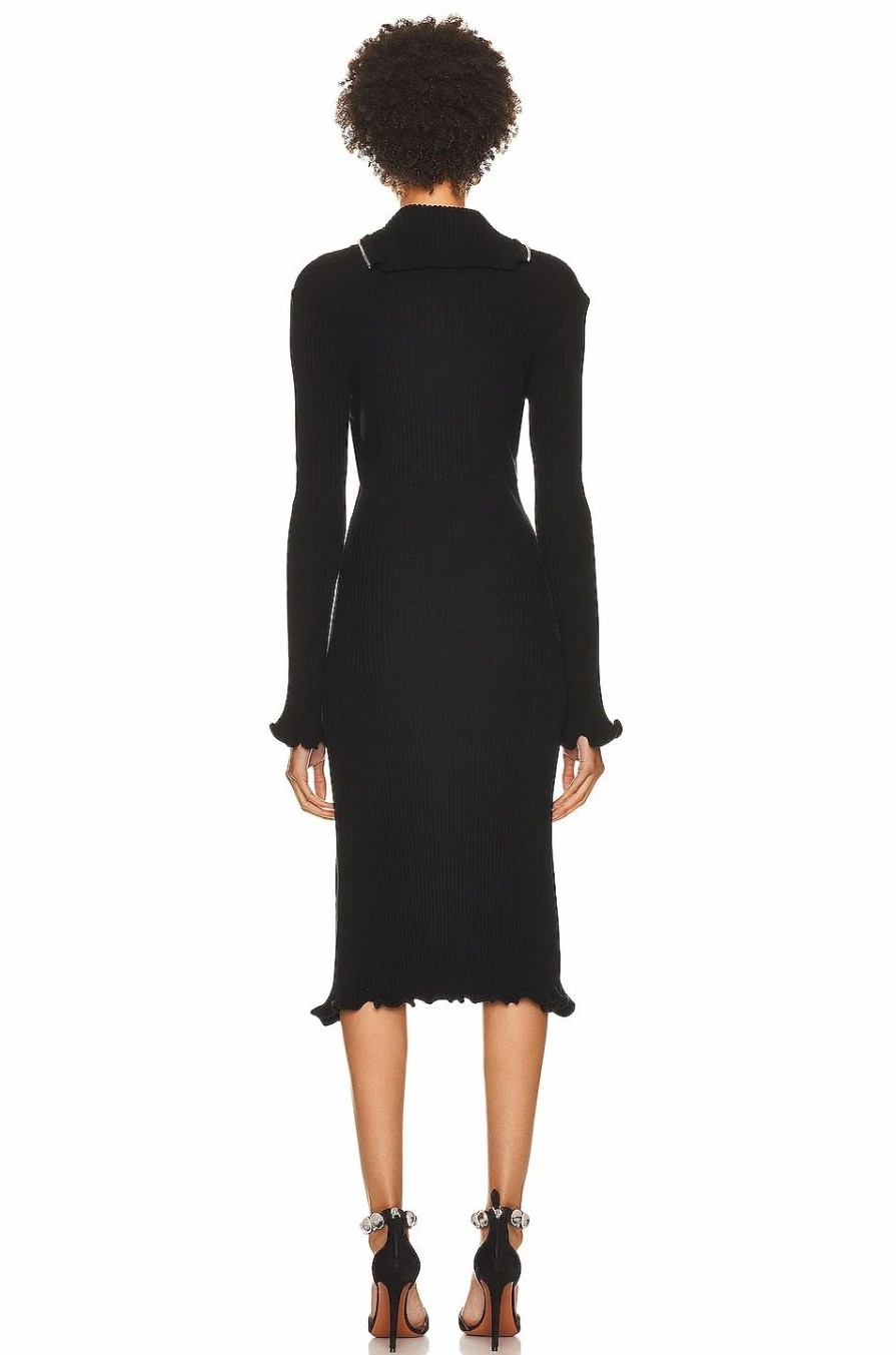 Hot * Paco Rabanne Long Sleeve Midi Dress