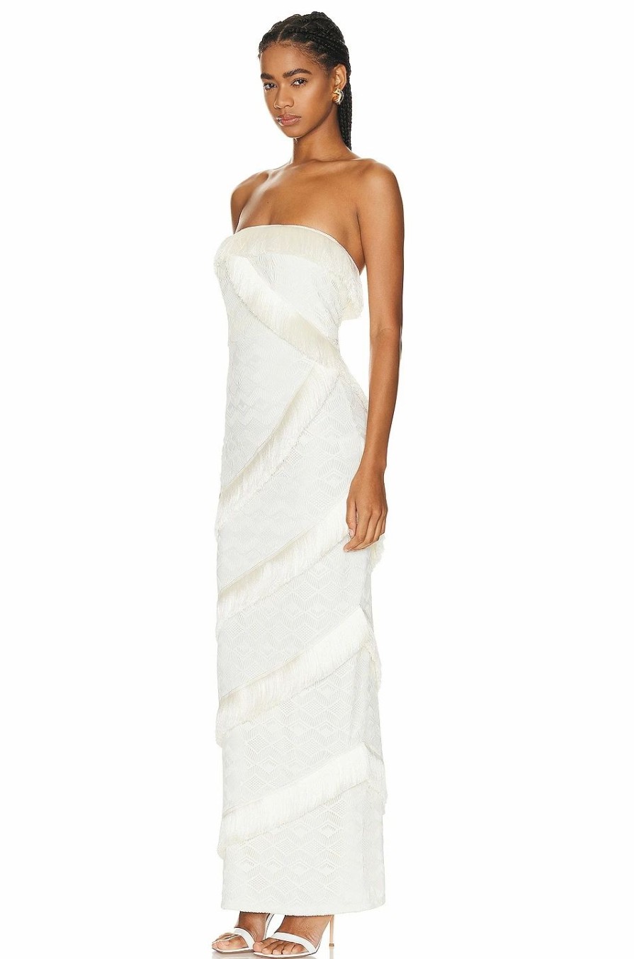 Wholesale * Patbo Crochet Strapless Fringe Trim Maxi Dress