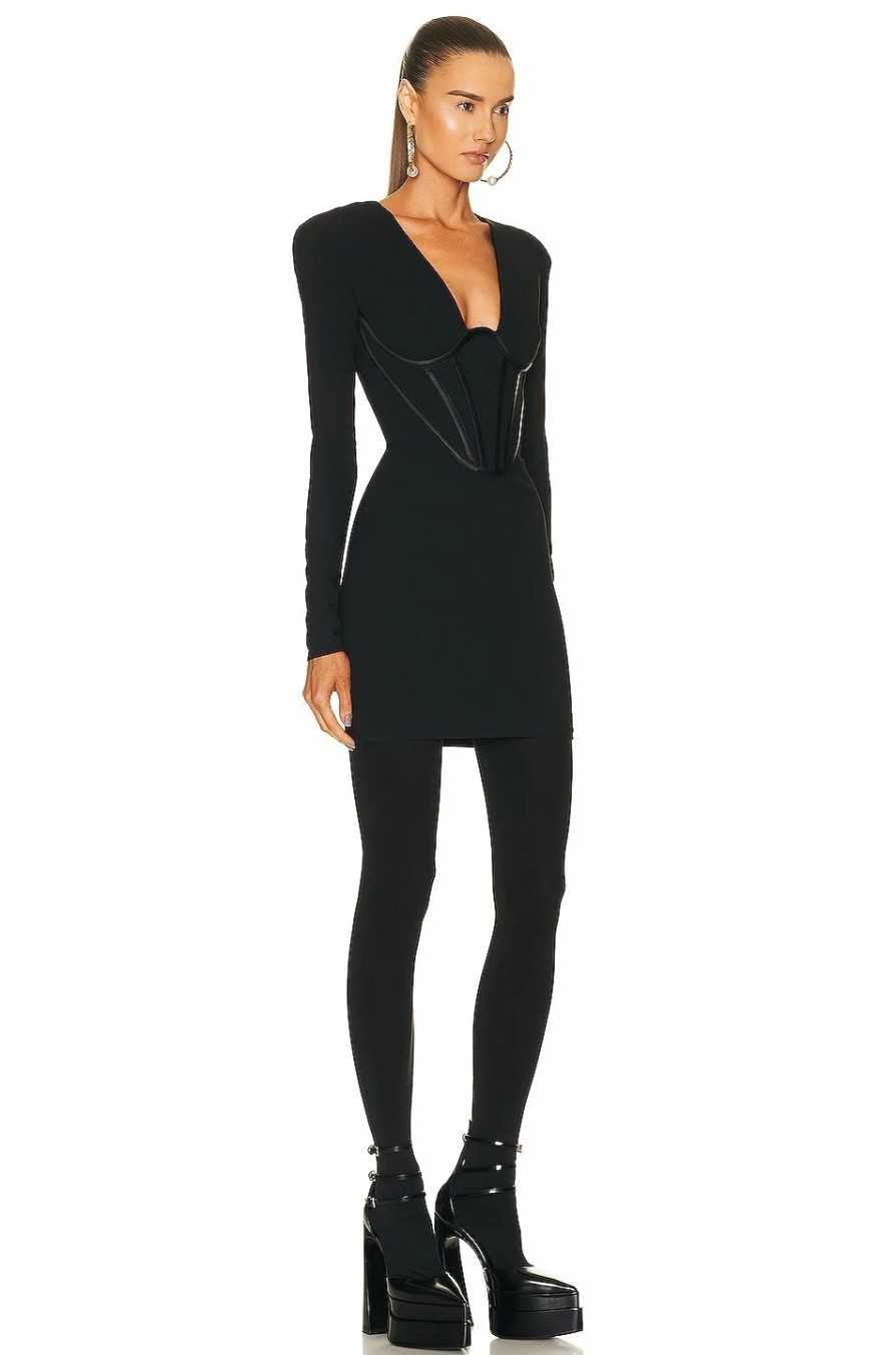 Online * Versace Long Sleeve Bodycon Mini Dress