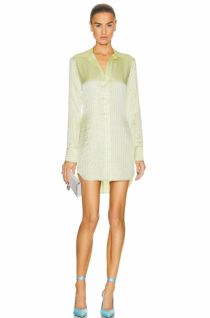 Clearance * Alexander Wang Crystal Hotfix Slim Shirt Dress