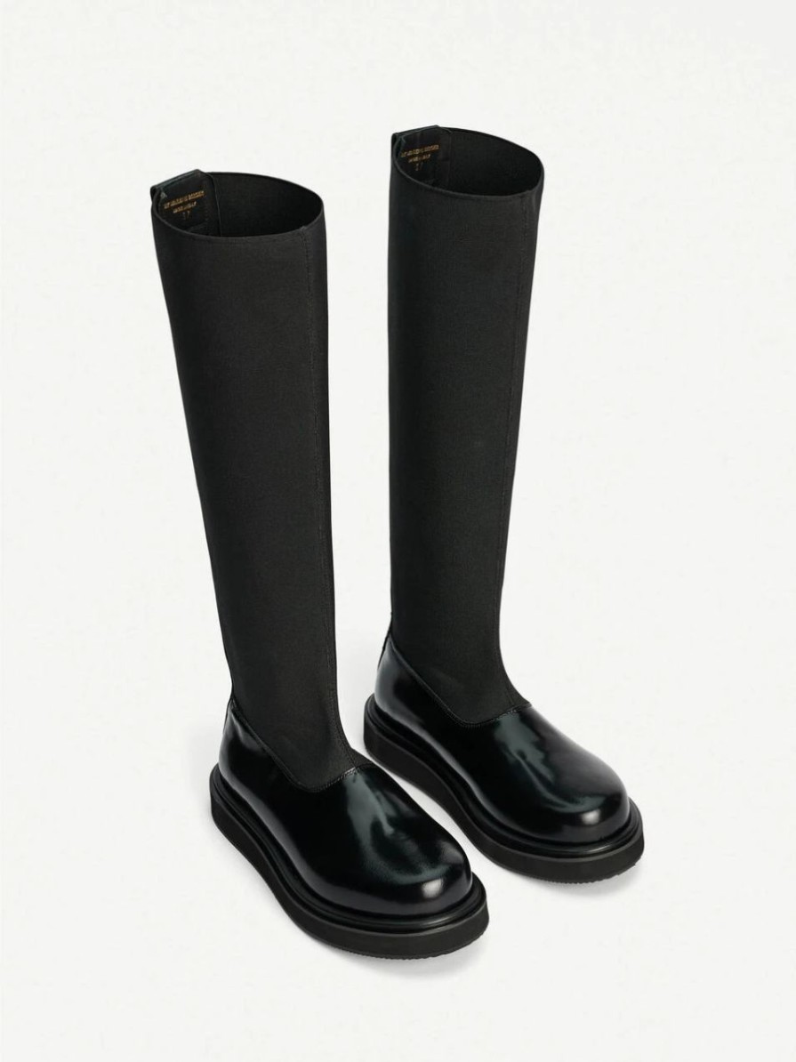 Hot * Chey Leather Boots Black