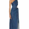 New * Jonathan Simkhai Standard Doran Denim Draped Tie Midi Dress