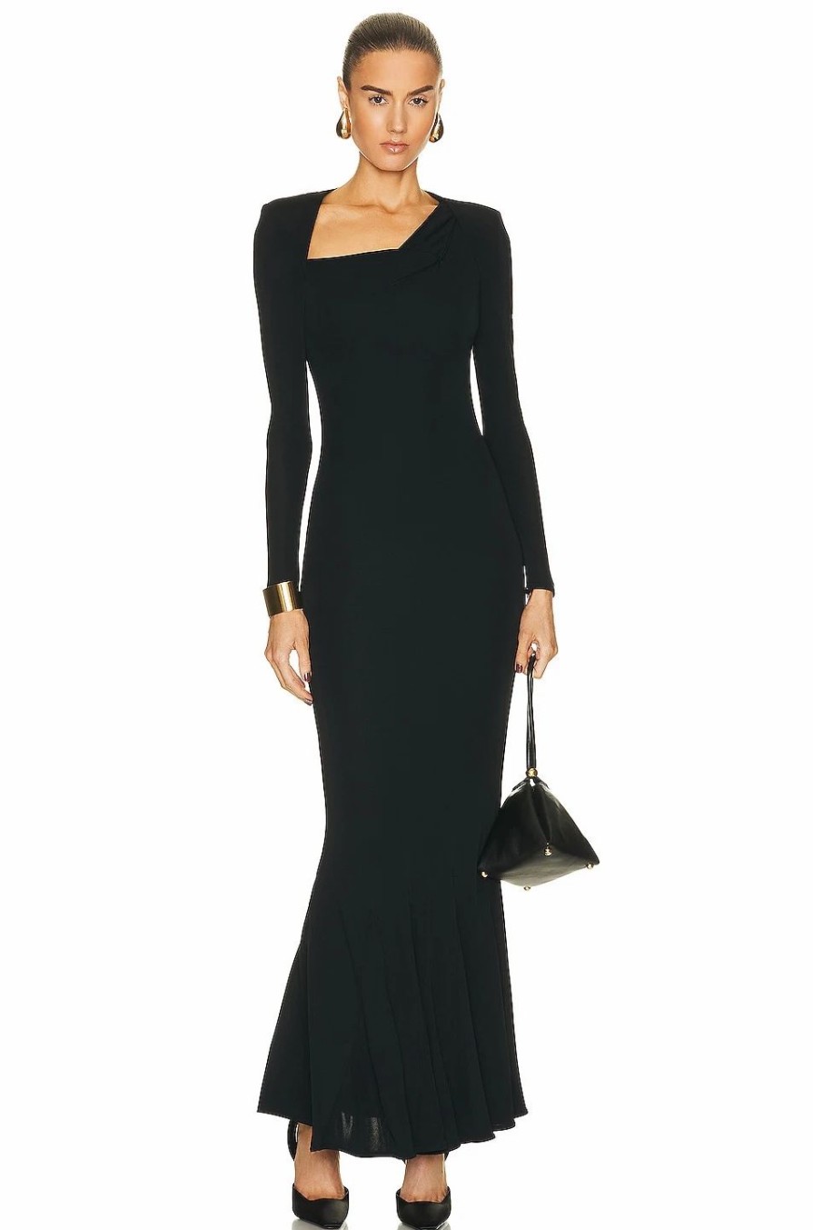 Best * Roland Mouret Pleat Detail Maxi Dress