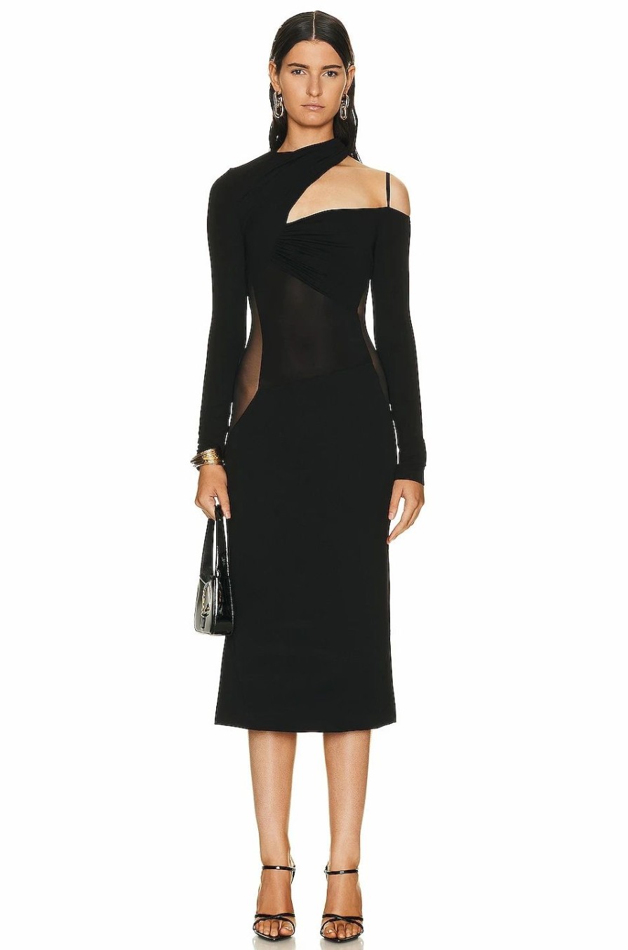 Hot * Nensi Dojaka Gathered Asymmetrical Long Sleeve Midi Dress