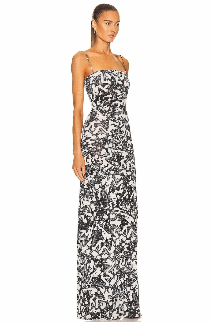 Online * Stella Mccartney Stella By Stella Swan Print Fluid Long Dress