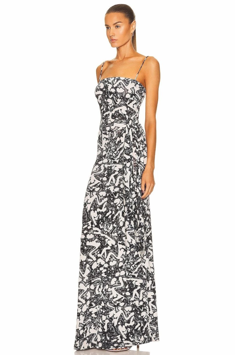 Online * Stella Mccartney Stella By Stella Swan Print Fluid Long Dress