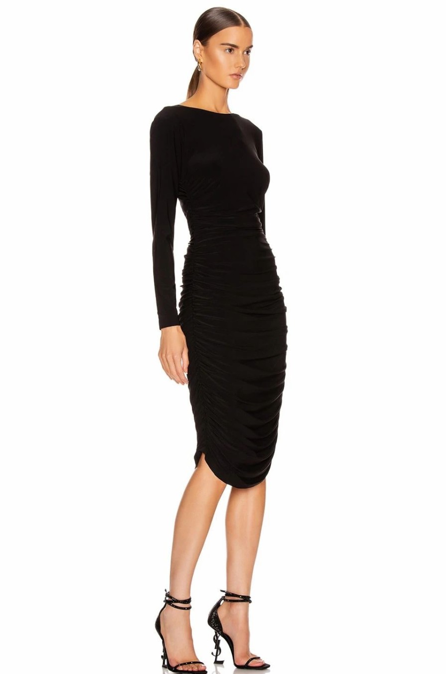 Online * Norma Kamali Long Sleeve Shirred Dress