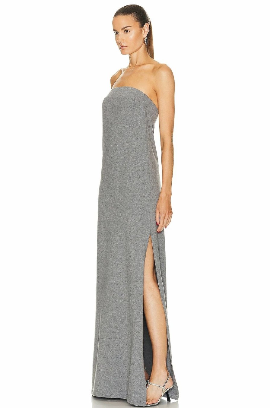 Best * Norma Kamali Strapless Tailored Terry Side Slit Gown