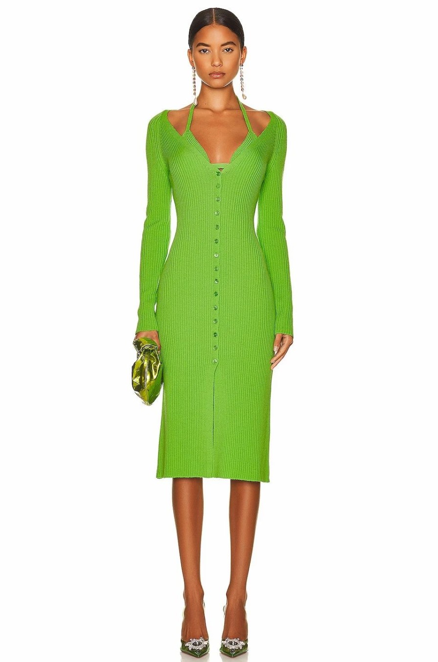 Clearance * Blumarine Long Sleeve Knitted Midi Dress