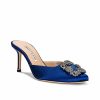 Clearance * Manolo Blahnik Satin Hangisimu 70 Mule