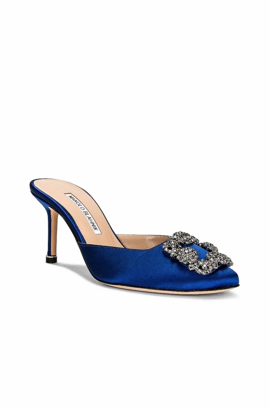 Clearance * Manolo Blahnik Satin Hangisimu 70 Mule