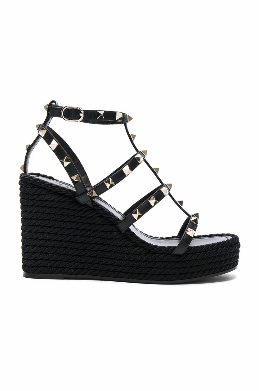 Hot * Valentino Garavani Rockstud Espadrille Wedges