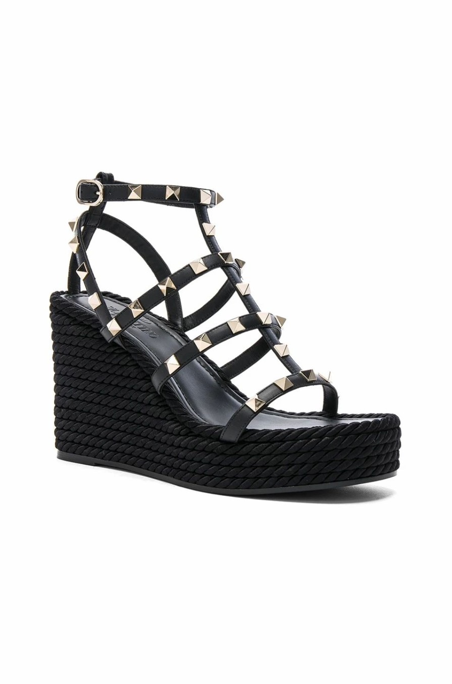 Hot * Valentino Garavani Rockstud Espadrille Wedges