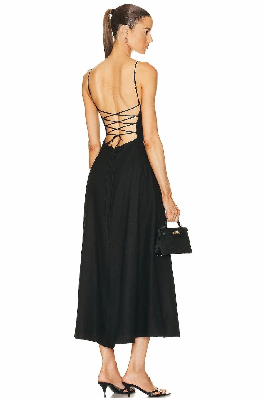 Online * Enza Costa Laced Open-Back Dress