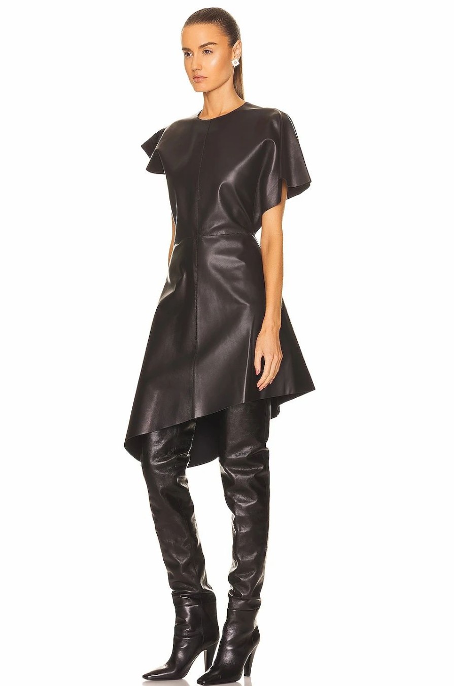 Online * Loewe Asymmetric Leather Dress