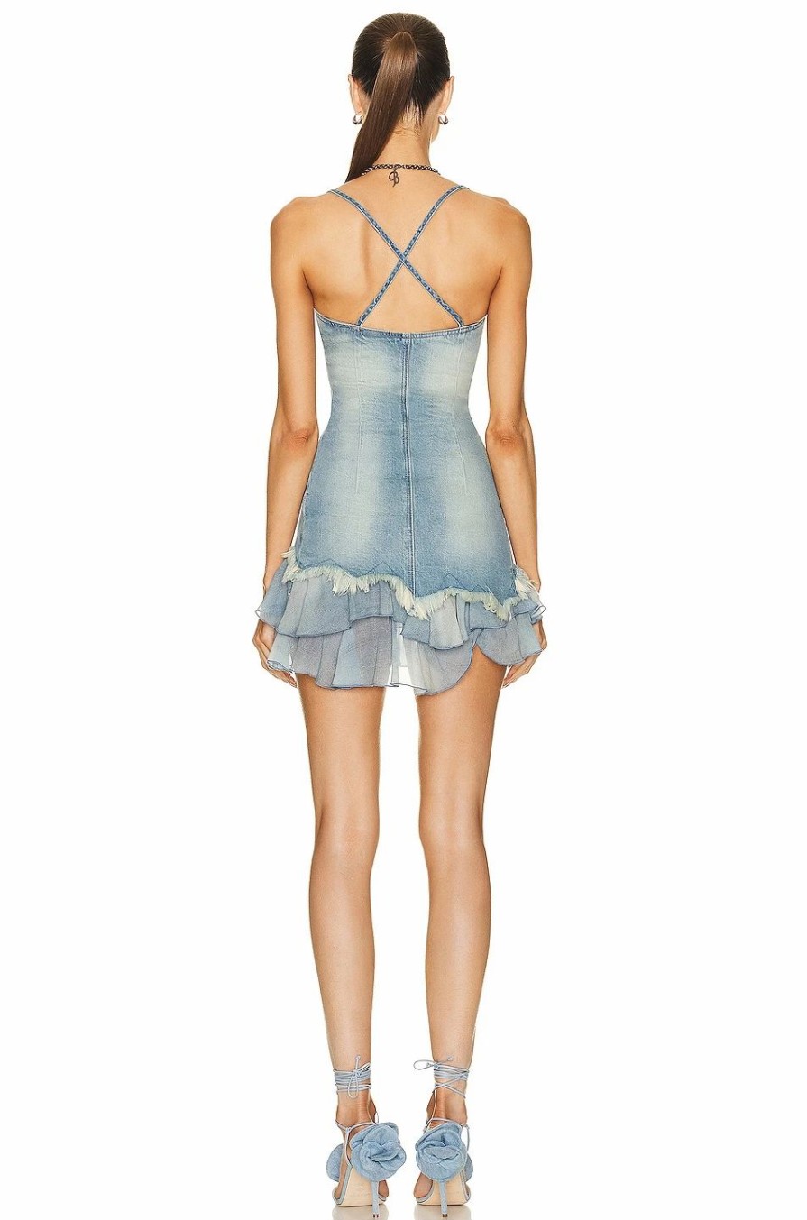 Clearance * Blumarine Denim Ruffle Mini Dress