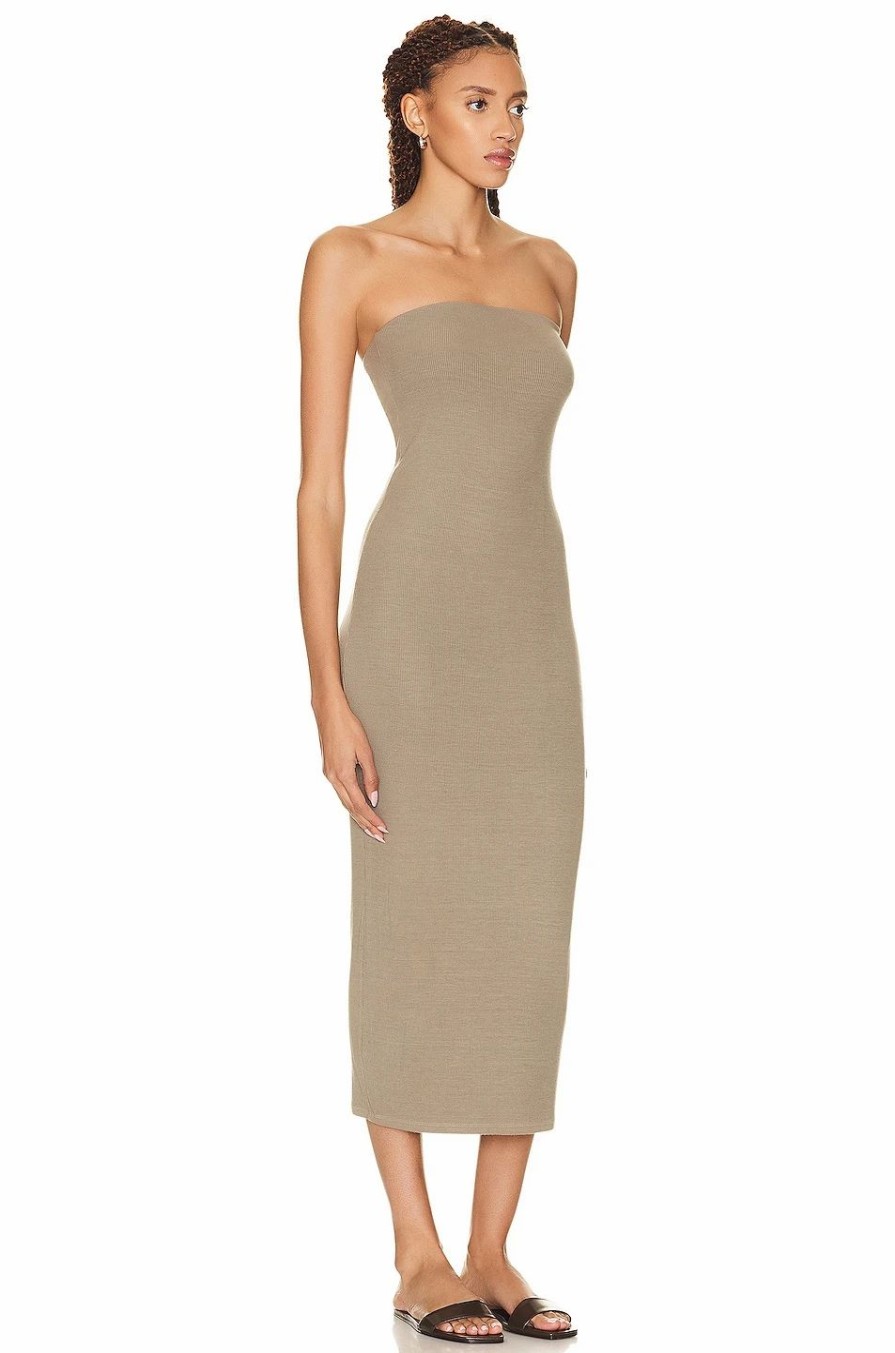 Best * Enza Costa Silk Rib Strapless Midi Dress