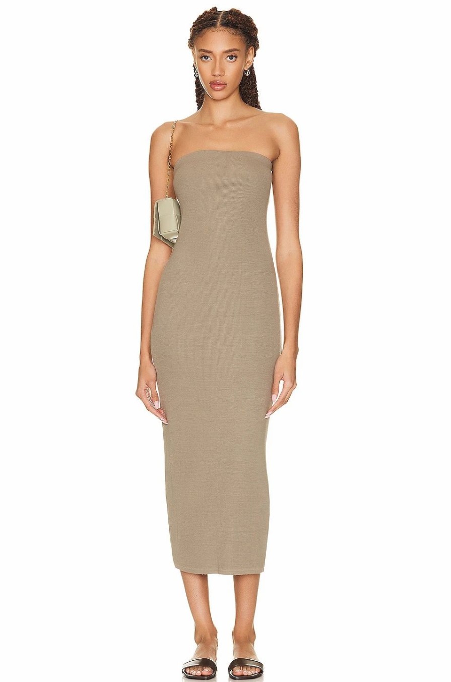 Best * Enza Costa Silk Rib Strapless Midi Dress