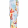 New * Jean Paul Gaultier Printed Body Flowers Long Sleeve Dress