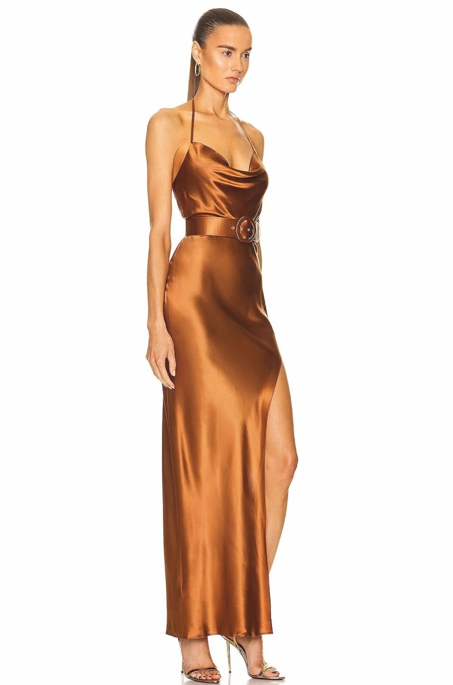 Online * Nicholas Lucinda Halter Cowl Neck Gown