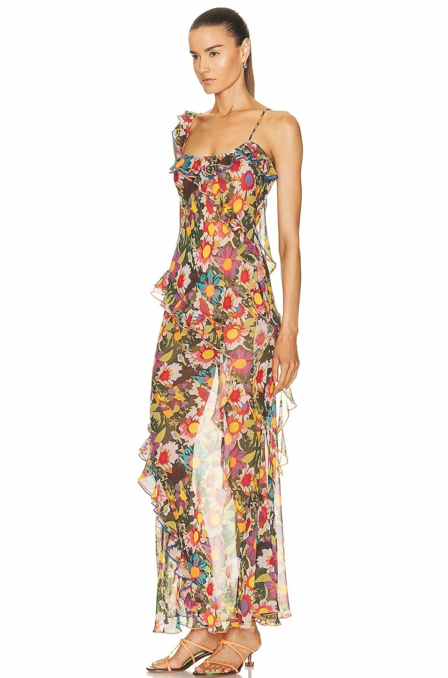 New * Siedres Monica Ruffled Maxi Dress