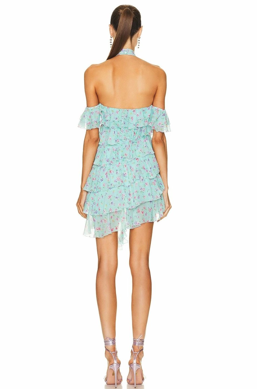 New * Alessandra Rich Silk Georgette Mini Dress