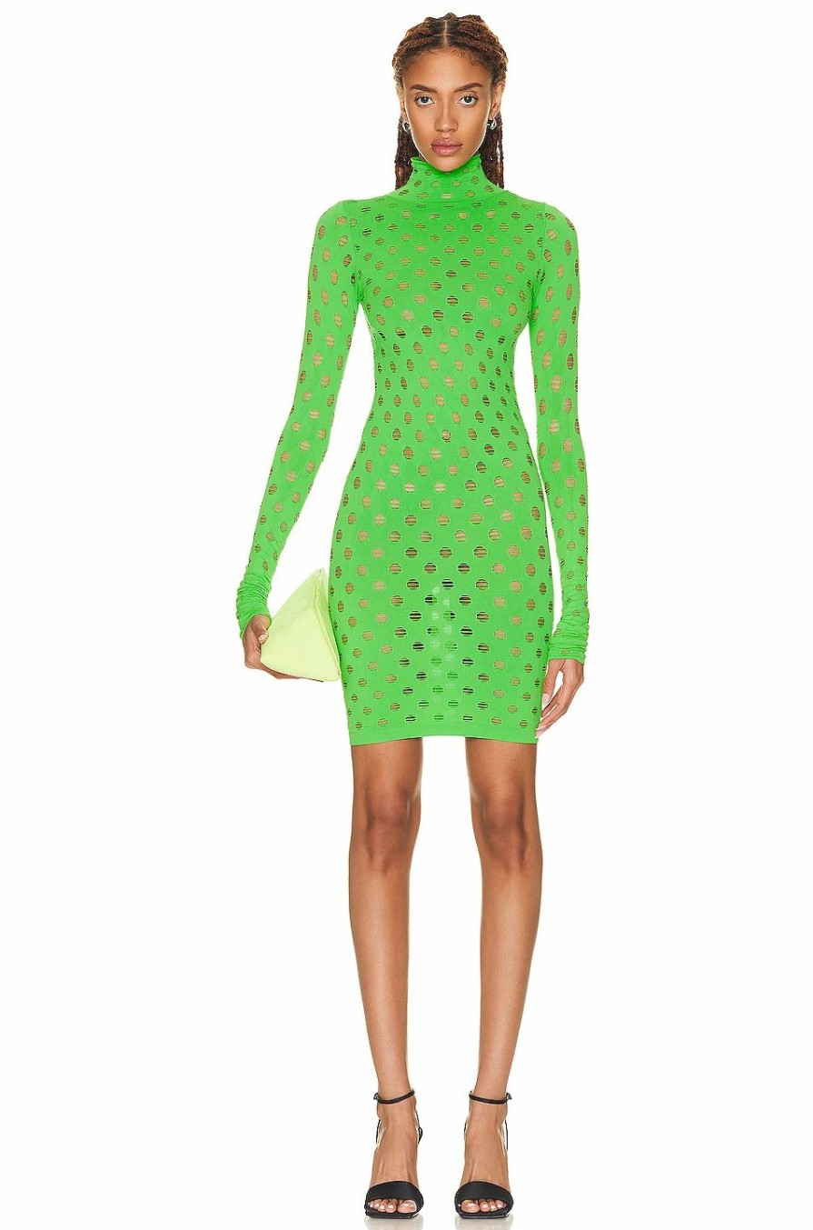 Hot * Maisie Wilen Perforated Turtleneck Dress