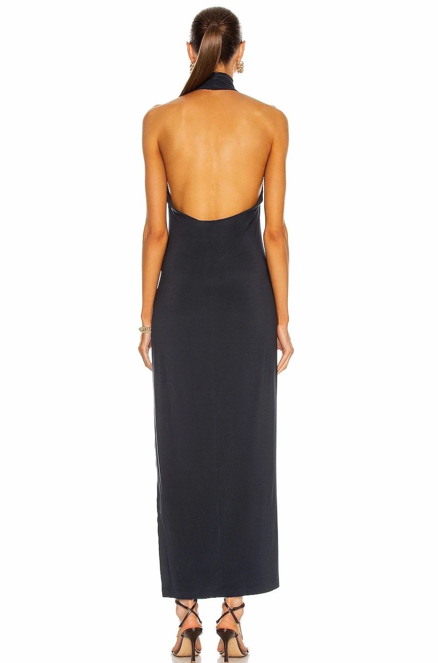 New * Norma Kamali Halter Turtleneck Side Slit Dress