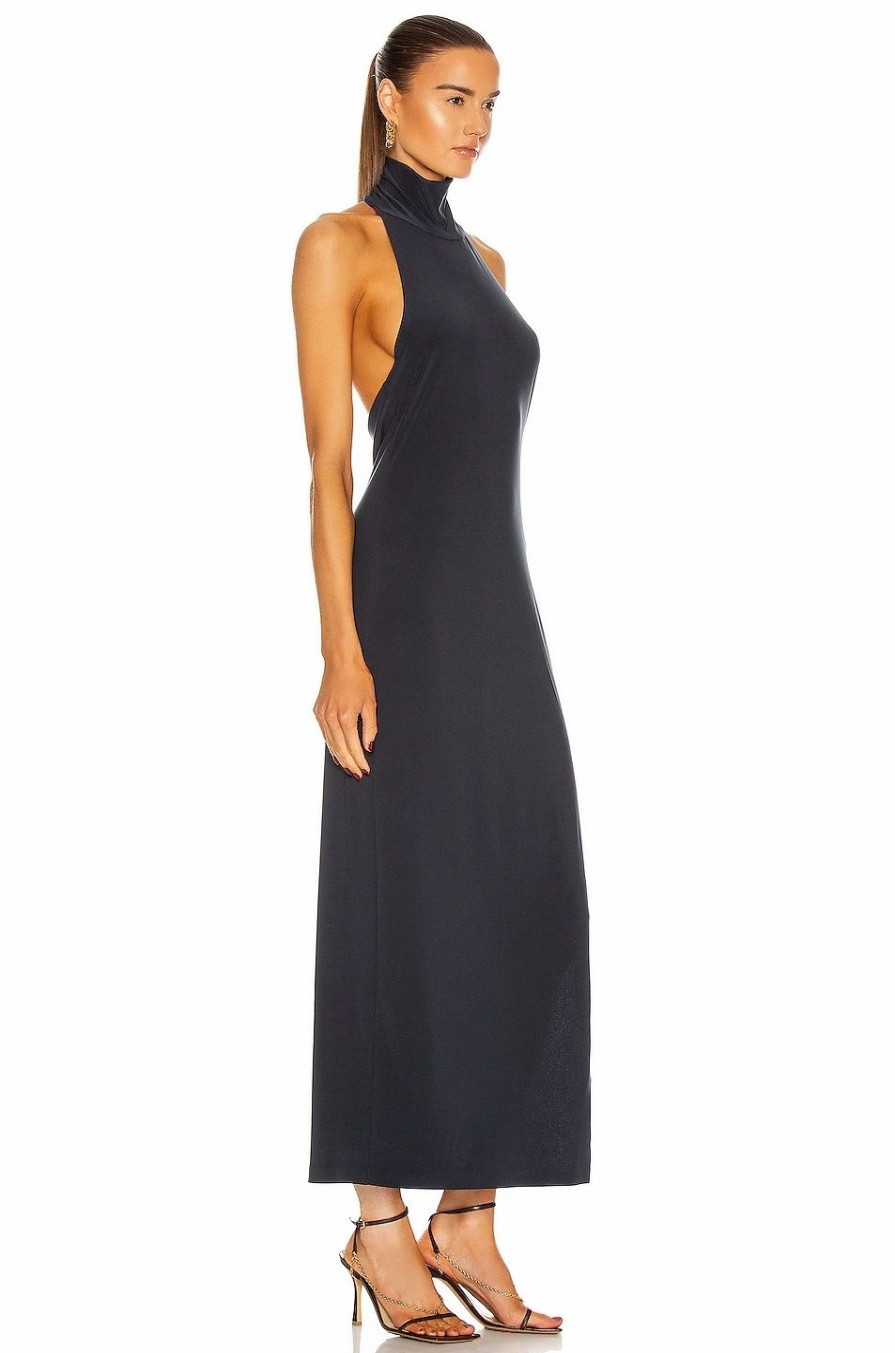 New * Norma Kamali Halter Turtleneck Side Slit Dress