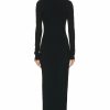 New * Saint Laurent Plunge Long Sleeve Gown